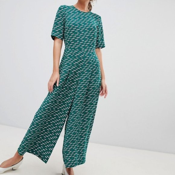 Traffic People Pants - TRAFFIC PEOPLE Grid Print Culotte Jumpsuit